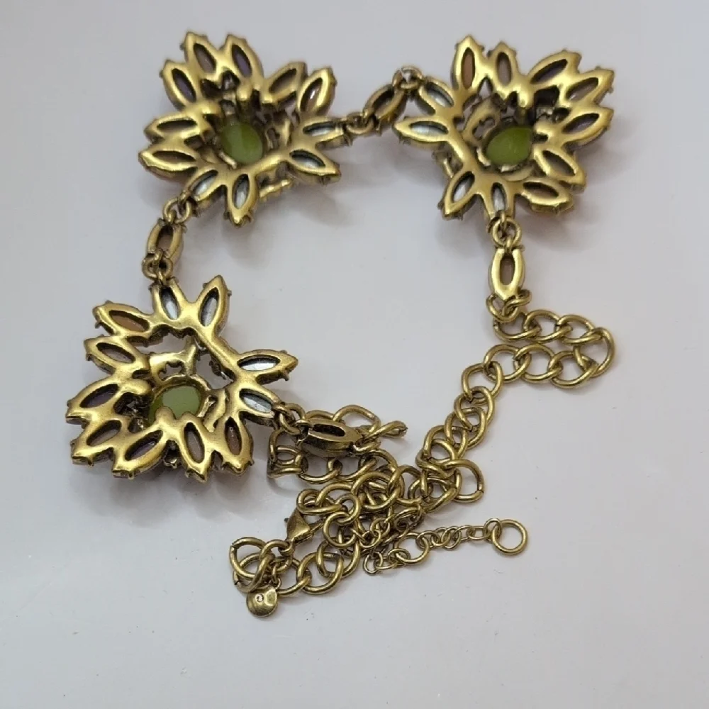 J. Crew Gold and Purple Floral Necklace
